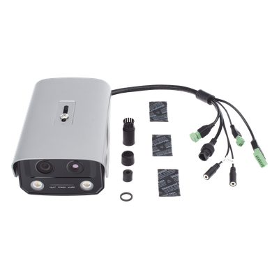 Cámara IP de Detección Térmica de Incendios / Doble Lente 4 MP Óptico + 1 MP Térmico / Rango 0 a 400 °C / Precisión ±2 °C / IP66 / WDR 120 dB