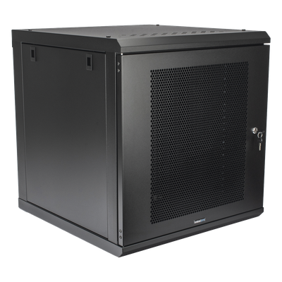 Gabinete de Pared / 12U Rack 19 in / Profundidad 636 mm (2.09 ft) / Carga 100 kg / Puerta Perforada / Laterales Desmontables