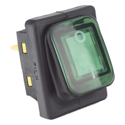 Interruptor Industrial / LED Verde / IP65 / NO-COM-NC / -40°C a 125°C / 30A / 38 x 28 x 29.5 mm