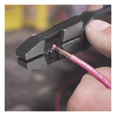 Pinza Híbrida / 3 en 1 Cortar-Pelar-Ponchar / 8" (20.3 cm) / Cable Sólido 10-14 AWG / Cable Trenzado 12-16 AWG / Pernos 6-32 y 8-32