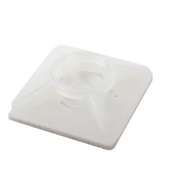 Base Autoadherible para Cinchos / 19x19 mm / Nylon Resistente / Temperatura -10°C a 50°C / Paquete 100 Piezas / Orificio Central para Tornillo