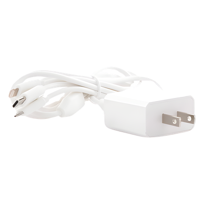 Cargador de Pared USB / 3 Puertos / Salida 5 Vcc 2 A / Cable Extensor 1.2 m (3.9 ft) / Entrada Universal 100-240 Vca / Multi-conector