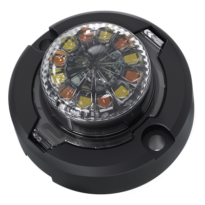 Estrobo LED / 12 LED Alta Intensidad / Rojo-Azul / Lente Transparente / Bisel Negro / IPX7 / 12 VCD