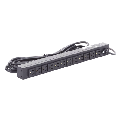 PDU Básico Rack / 12 Tomas NEMA 5-15R Traseras / 15 Amp / 120 Vca / 1UR / Cable 4.5 m (14.8 ft)