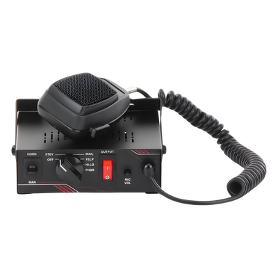 Sirena Vehicular / 100 W / Multivoltaje 12~24 VCD / 6 Tonos Clásicos / Micrófono Integrado / Certificación SAE J1849