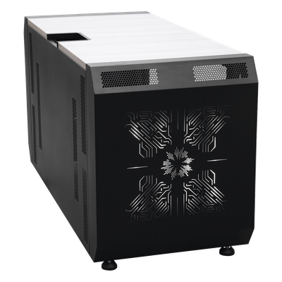 Consola Profesional para Monitoreo y Cómputo / Acero Laminado y Madera / Ranura para Base de Monitores / Tomacorriente 15A / Iluminación LED / 1.64 ft (0.5 m) de Profundidad