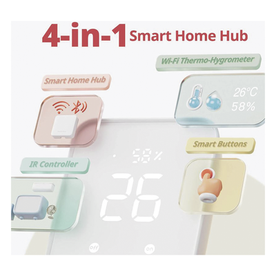 Controlador Hub Inteligente / Conexión Dual Wi-Fi y Bluetooth 4.2 / Alcance 120 m (393.7 ft) / Compatibilidad IR / Soporte Matter