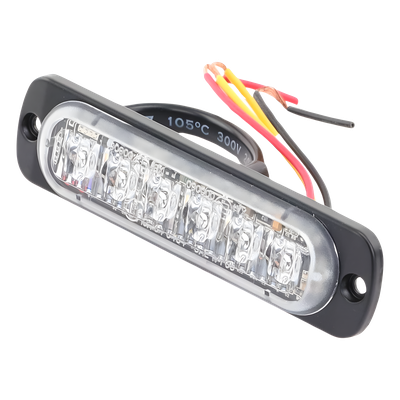 Luz Auxiliar LED / 6 LED / Rojo / Perfil Ultra Bajo 9 mm (0.35 in) / SAE J595 Clase 1 / ECE R65 / IPX7