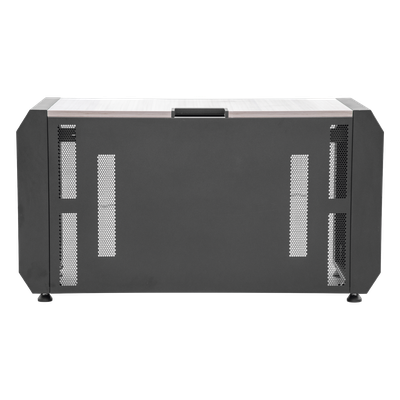 Consola Profesional para Monitoreo y Cómputo / Acero Laminado y Madera / Ranura para Base de Monitores / Tomacorriente 15A / Iluminación LED / 1.64 ft (0.5 m) de Profundidad